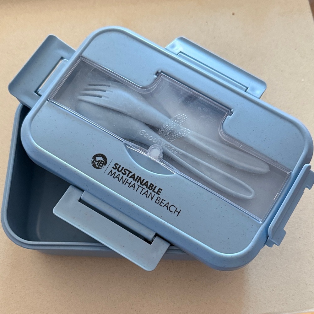 Blue Sustainable Lunch Box with Utensils